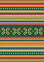 Ethnic seamless pattern. Ethnic geometrical ornament in bright colors. Mexican blanket, rug with tribal navajo pattern. Vector illustration