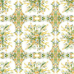 Tulip flower digital paper, spring floral seamless pattern, hand drawn watercolor illustration for wedding design, Easter, Mother's Day, scrapbooking