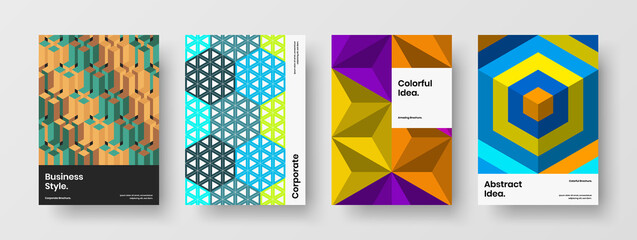 Trendy mosaic pattern banner illustration composition. Modern annual report vector design concept bundle.