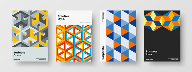 Obraz premium Creative flyer vector design illustration bundle. Multicolored geometric pattern banner layout composition.