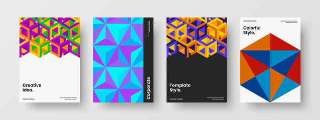 Original cover design vector template bundle. Isolated mosaic shapes flyer layout collection.