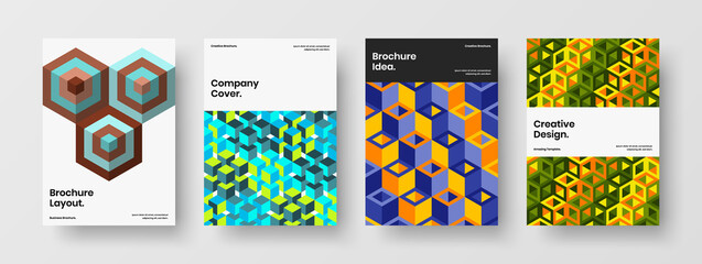 Obraz premium Original pamphlet A4 vector design concept bundle. Creative geometric tiles cover template composition.