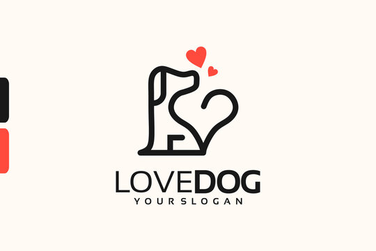 dog love logo with line art concept, logo reference for your business