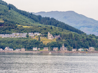 Fototapeta na wymiar The famouis Waverley paddleboat steamer tour of Gare Loch and Loch Long from Dunoon, Scotland, UK
