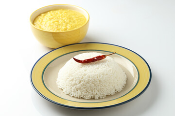 plain yellow toor daal and rice   traditional Indian food