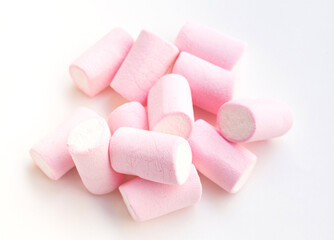 pink white marshmallows on white