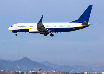 passenger plane lands at airport