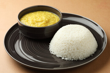 plain yellow toor daal and rice   traditional Indian food
