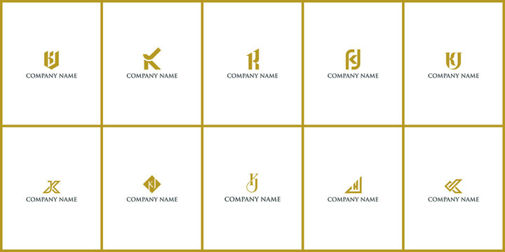 Letter kj linked lowercase logo design template elementsSuitable for business consulting group 