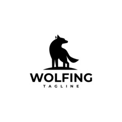 illustration vector graphic template of wolfing silhouette logo