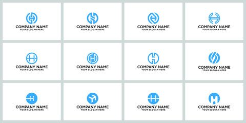 H initial circle company or HO OH logo collection