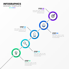 Infographic template with icons and 5 options or steps. Timeline