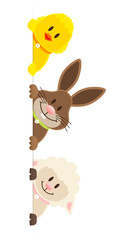 Küken, Osterhase & Schaf Banner Vertikal
