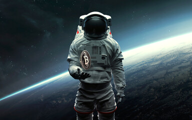 3D illustration of Cryptocurrencies around the world. Digital money, blockchain global payments and technologies of future. Elements of image provided by Nasa