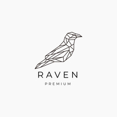 Raven geometric logo vector icon design template