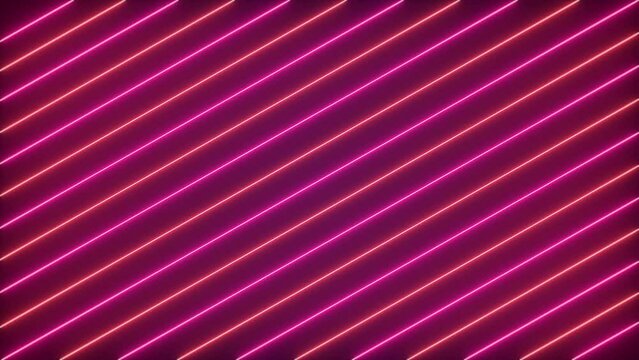 Background of diagonal flickering neon lines. Seamles looping