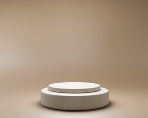 3D background podium display. Natural nude, beige banner backdrop with light and shadow. Product promotion . Studio empty minimal 3D illustration