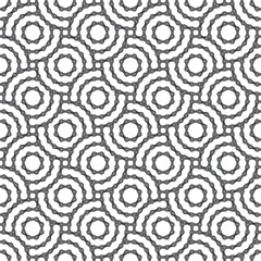 Vector seamless geometric grid texture realistic chain in the shape of overlapping circles. Isolated on white background.
