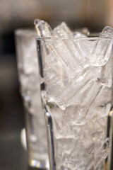 Tube ice in a clear glass