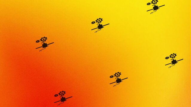 animation of rotating printer settings icon on orange and yellow