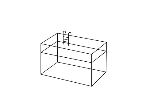 Vector isolated rectangle parallelepiped swimming pool aquarium colorless black and white contour line drawing