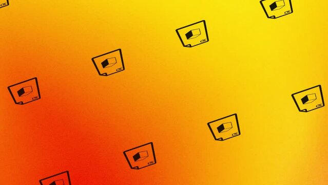 spinning page with 3d cube icon animation on orange and yellow