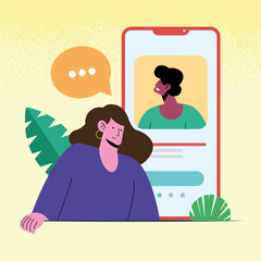 lovers with smartphone