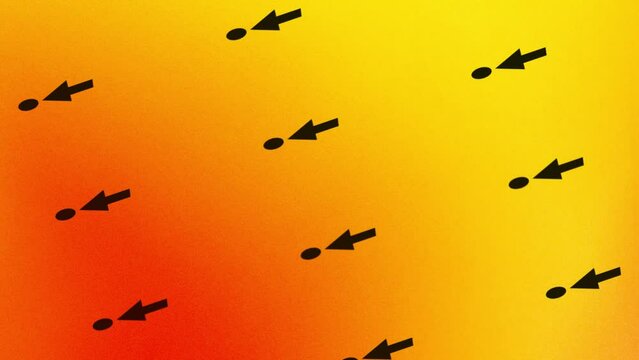 animation of pointing arrow icon rotating on orange and yellow
