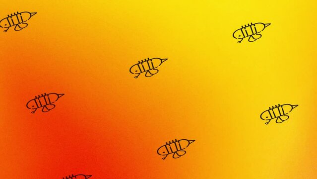 rotating bee icon animation on orange and yellow