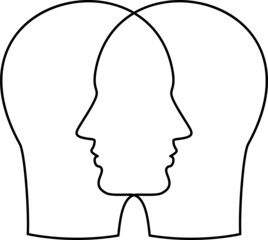 Human thinking. Human head with gears. Interaction between people. Communication and influence. Flat vector illustration