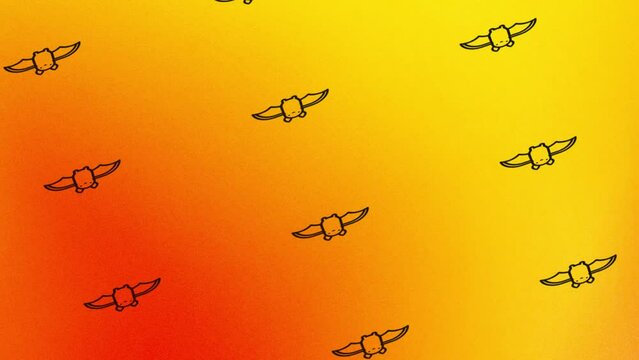 spinning bat icon animation on orange and yellow