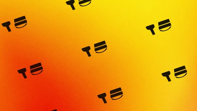 rotating bucket with spade icon animation on orange and yellow