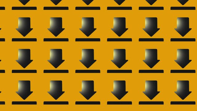 black download arrow icon animation on yellow
