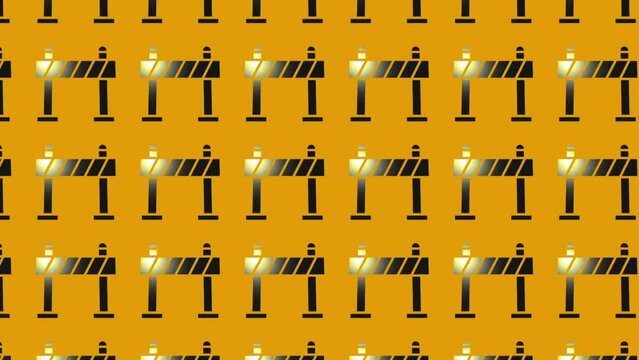 animation of black traffic barrier icon on yellow