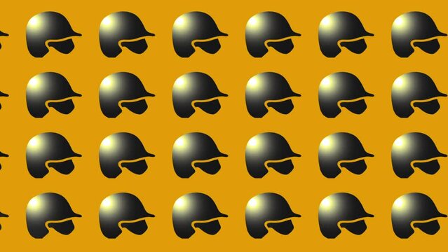 animation of black baseball helmet icon on yellow