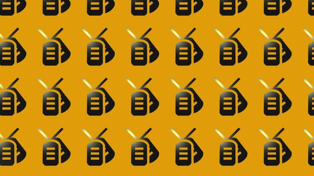 animation of black army dog tag icon on yellow