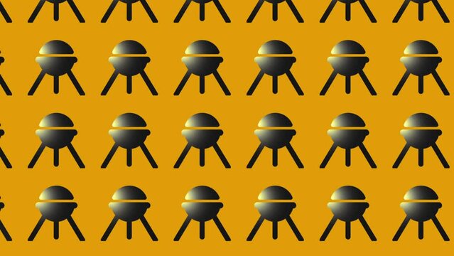 animation of bbq grill icon on yellow
