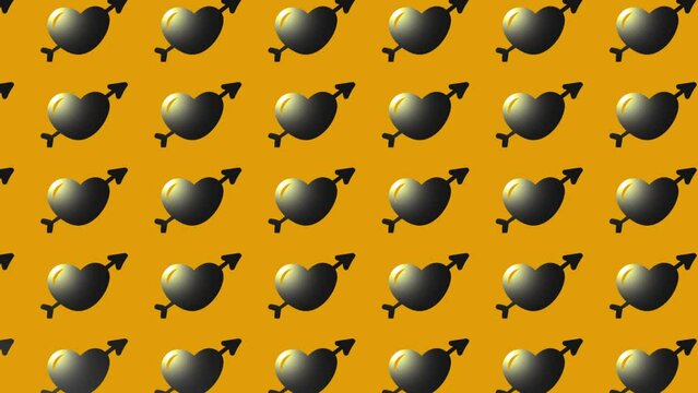 animation of black heart with arrow icon on yellow
