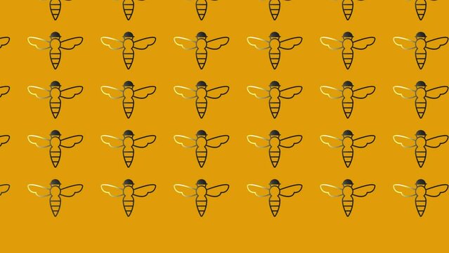 animation of black bee icon on yellow