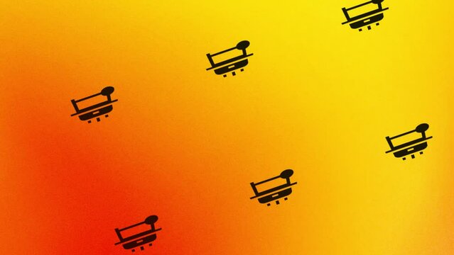 animation of spinning bbq grill icon on orange and yellow
