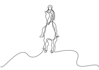 a confident woman is riding horse outside
