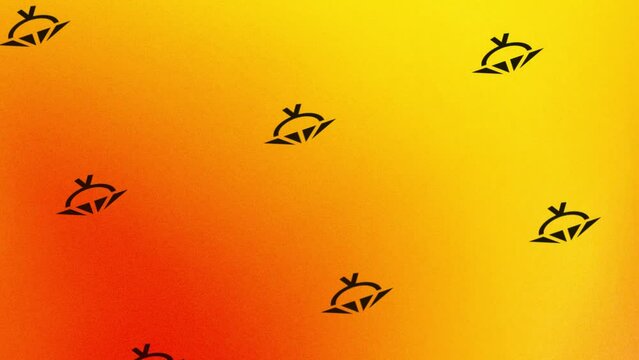 spinning bamboo hat icon animation on orange and yellow