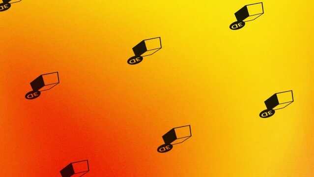 spinning 3d cube icon animation on orange and yellow