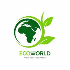 Eco Leaf world vector logo design. Suitable for business, web, nature, and environment
