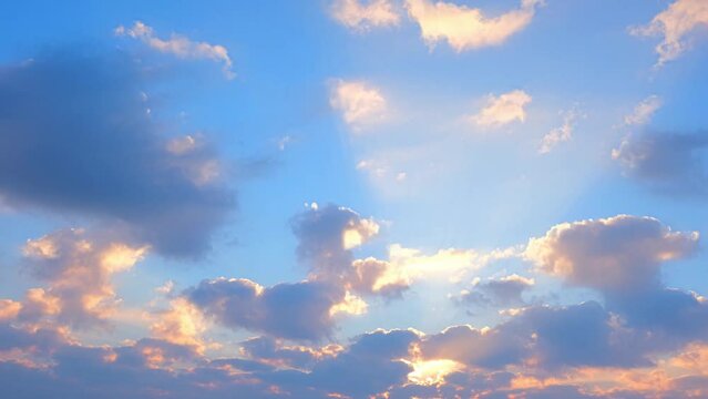 4K : Timelapse of beautiful blue sky with clouds background, Blue sky with clouds and sun. cloud timelapse nature background.
