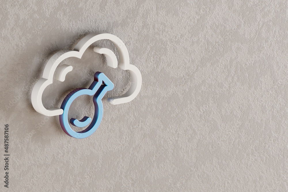 Fototapete Beautiful Cloud  Server Technology  icon on wall bright background. 3d rendering illustration. Background pattern for design. Web Hosting.