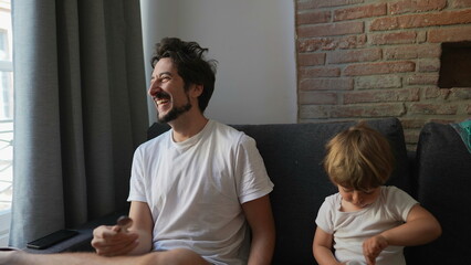 Happy man laughing person real life laugh candid and casual