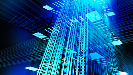 abstract technology background digital network data link and communication,2d illustration