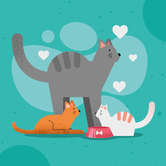 cats mascots with hearts