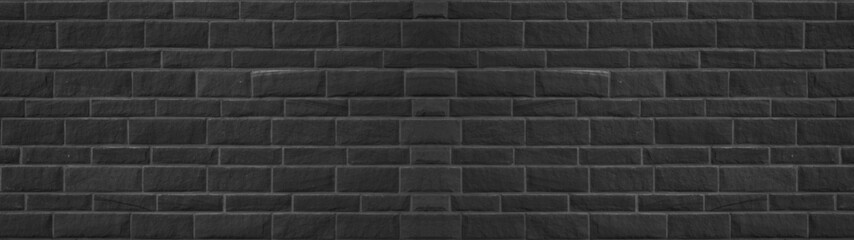 Black anthracite gray grey brick tiles wall texture wide background banner panorama - obrazy, fototapety, plakaty